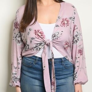 Sale floral Plus Size Tie Front Top